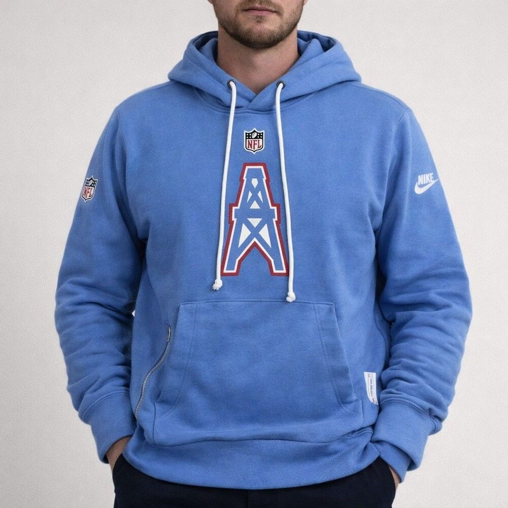 Houston Oilers Sweatshirt Mens Small Blue NFL Football Nike Dri-FIT Hoodie